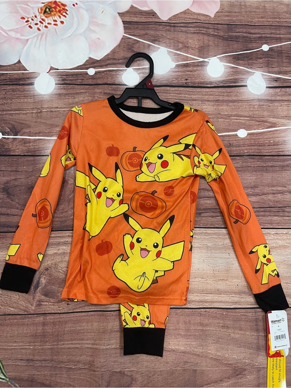 Pokemon Orange and Yellow Pikachu Kids Pajama Set